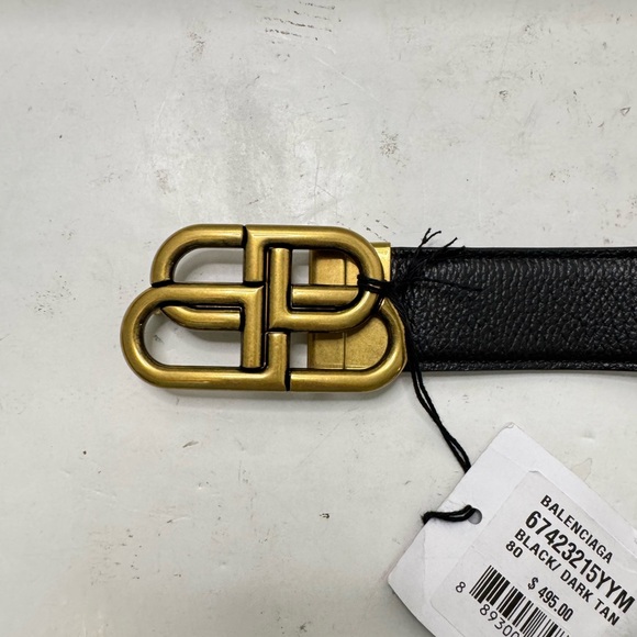 BALENCIAGA Logo-Buckle Reversible Belt Sz 80 - Picture 4 of 8